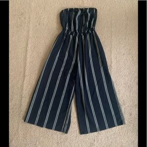 Libby Edelman Blue Wide leg‎ cropped Striped Jumpsuit Small